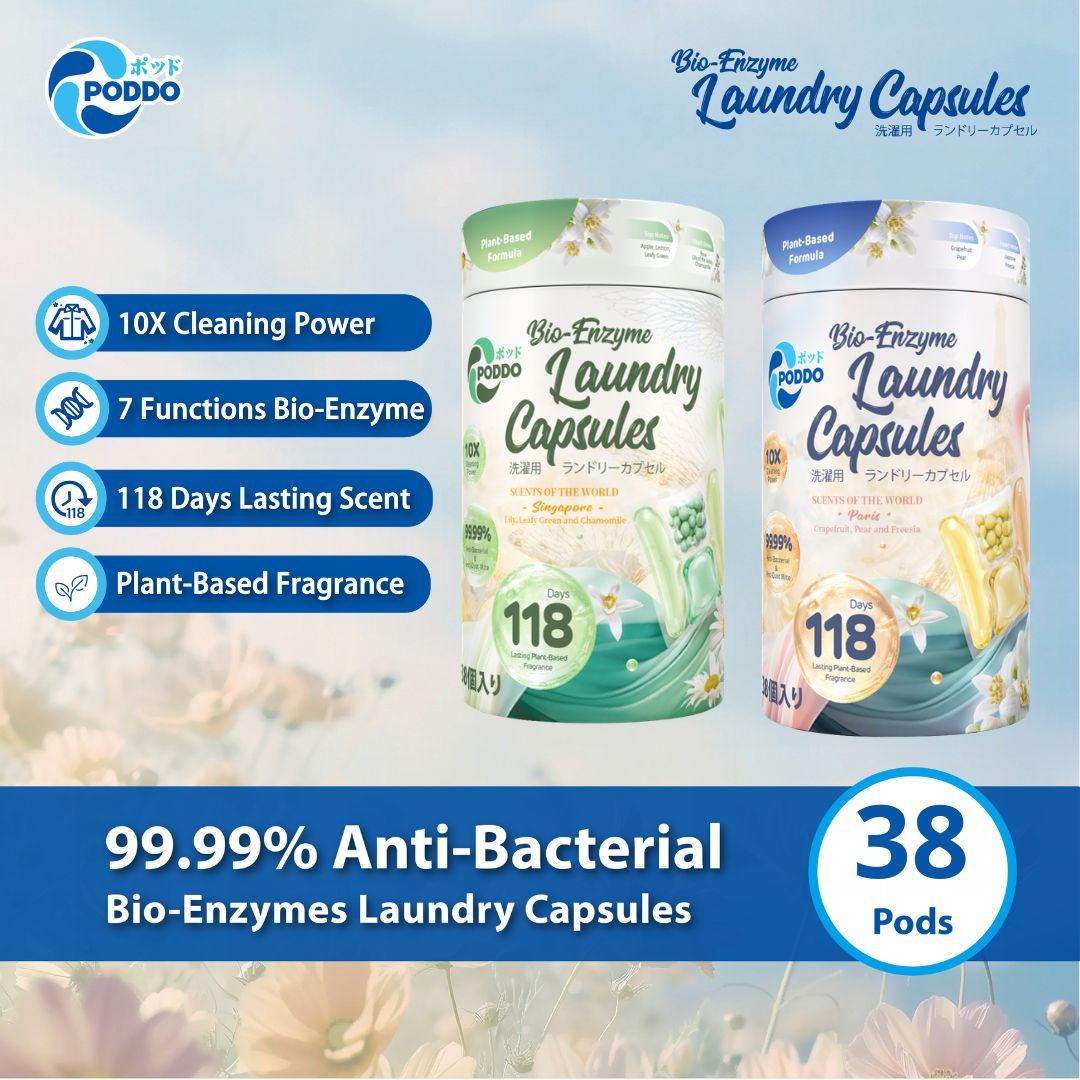 PODDO Scents of the World Laundry Capsules - Paper Tub 38 Pods - Paris / Singapore