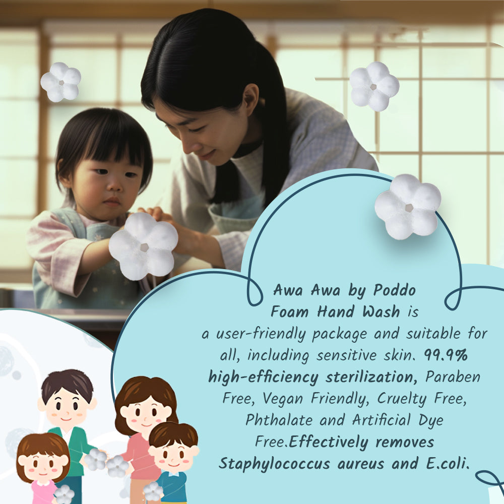 Poddo Awa Awa Flower Foam Hand Wash - Fuji Apple | Anti-Bacterial & Gentle to Skin - Poddo