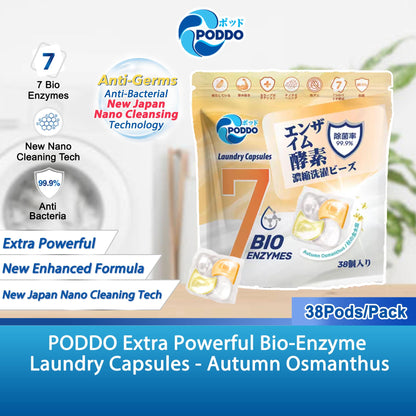 Poddo 4-in-1 Bio Enzyme Laundry Capsules Refill Pack (38 Pods) – Autumn Osmanthus
