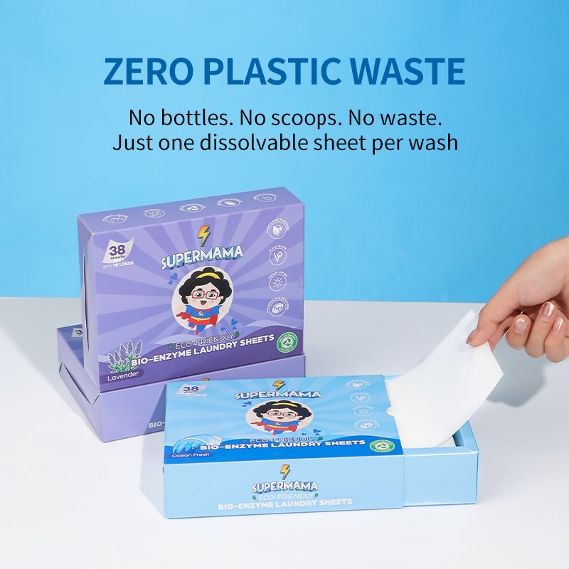 Supermama Eco Bio-Enzyme Laundry Sheets 38 Sheets - Lavender / Ocean Fresh