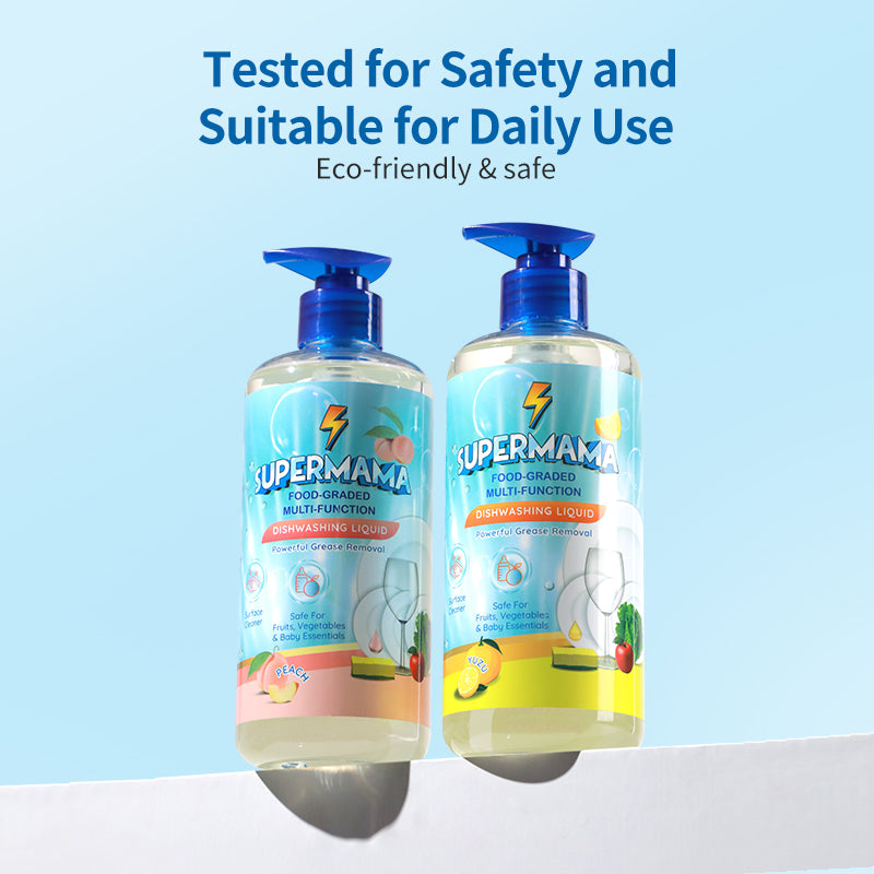 Supermama Food-Grade Dishwashing Liquid 500ml - Safe for Baby Bottles, Fruits & Vegetables - Yuzu / Peach