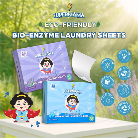 Supermama Eco Bio-Enzyme Laundry Sheets 38 Sheets - Lavender / Ocean Fresh