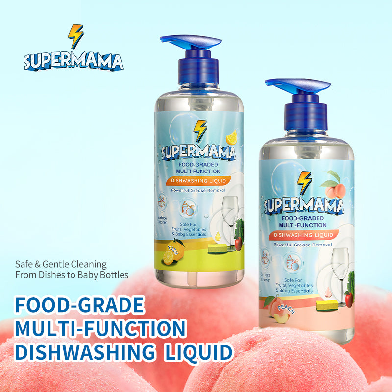 Supermama Food-Grade Dishwashing Liquid 500ml - Safe for Baby Bottles, Fruits & Vegetables - Yuzu / Peach