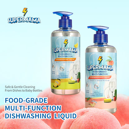 Supermama Food-Grade Dishwashing Liquid 500ml - Safe for Baby Bottles, Fruits & Vegetables - Yuzu / Peach