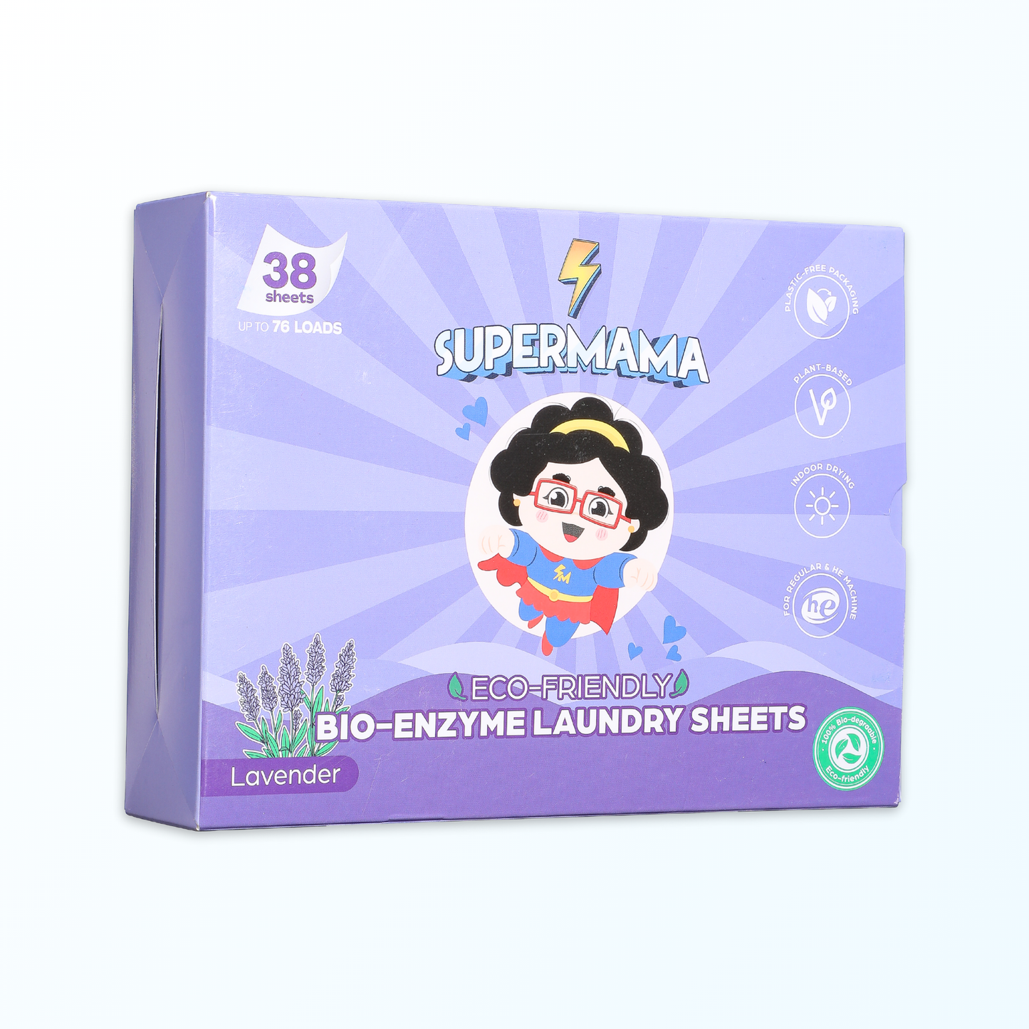 Supermama Eco Bio-Enzyme Laundry Sheets 38 Sheets - Lavender / Ocean Fresh