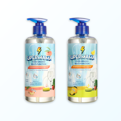Supermama Food-Grade Dishwashing Liquid 500ml - Safe for Baby Bottles, Fruits & Vegetables - Yuzu / Peach