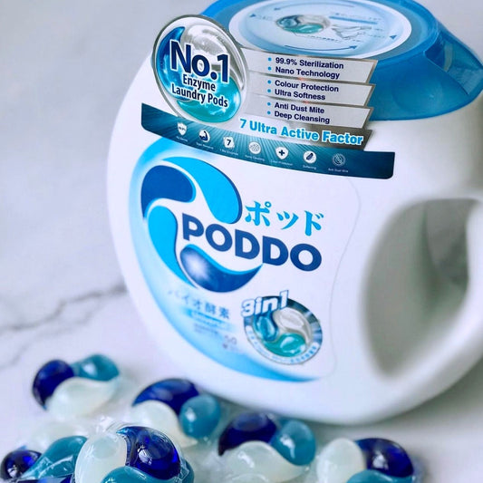 Poddo 3-in-1 Bio Enzyme Laundry Capsules Tub (50 Pods)