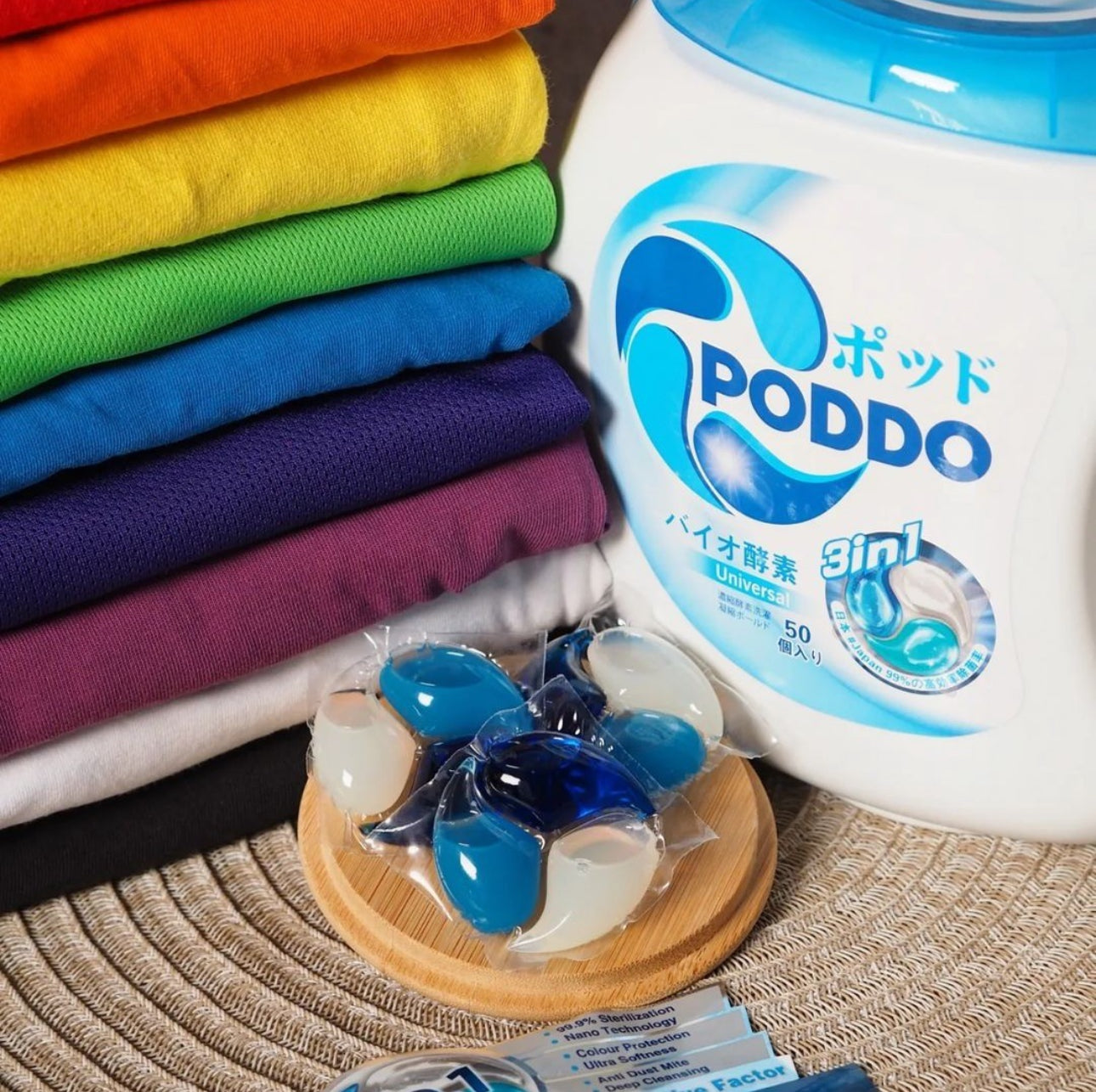 Poddo 3-in-1 Bio Enzyme Laundry Capsules Tub (50 Pods)