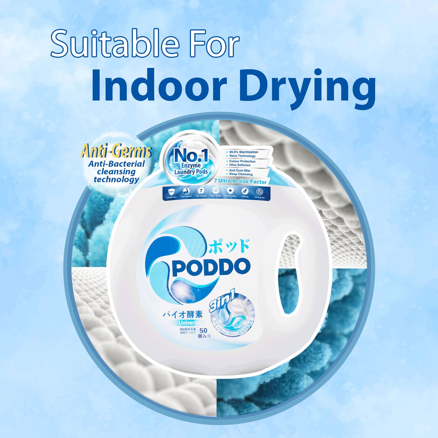 BUNDLE DEAL | 214 Pods Poddo World 1st Bio Enzyme Laundry Capsule 2 Tubs + 3 Refill Packs - Poddo