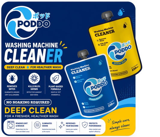 Poddo washing machine cleaner 250ml with plant-based formula, no soaking required