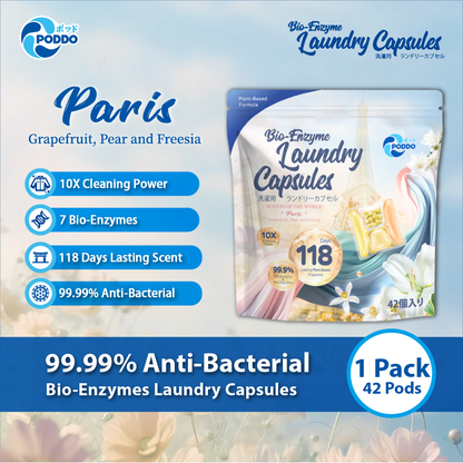 PODDO Scents of the World Laundry Capsules - Refill Pack 42 Pods - Singapore / Paris