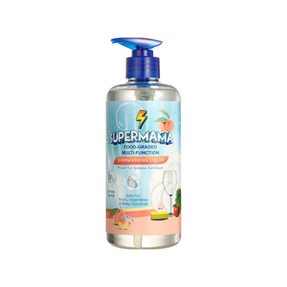 Supermama Food-Grade Dishwashing Liquid 500ml - Safe for Baby Bottles, Fruits & Vegetables - Yuzu / Peach
