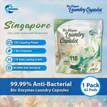 PODDO Scents of the World Laundry Capsules - Refill Pack 42 Pods - Singapore / Paris