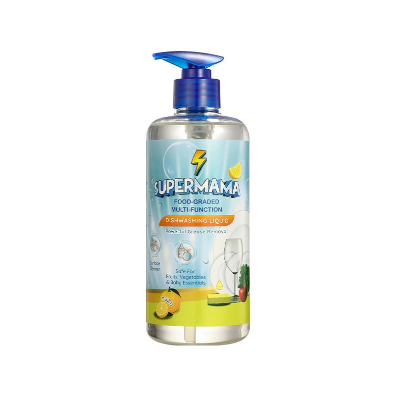 Supermama Food-Grade Dishwashing Liquid 500ml - Safe for Baby Bottles, Fruits & Vegetables - Yuzu / Peach