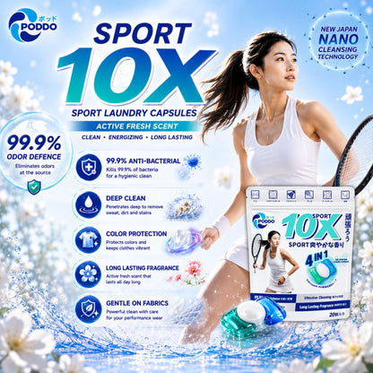 Poddo Sport Bio-Enzyme Laundry Capsules for Activewear – Refill Pack (20 Pods)