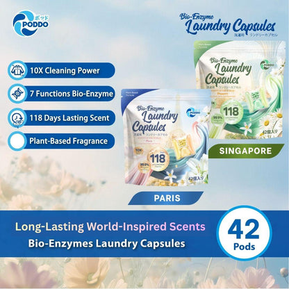 PODDO Scents of the World Bio Enzyme Laundry Capsules Refill Pack (42 Pods) – Singapore / Paris