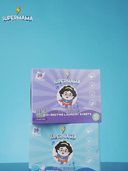 Supermama Eco Bio-Enzyme Laundry Sheets 38 Sheets - Lavender / Ocean Fresh