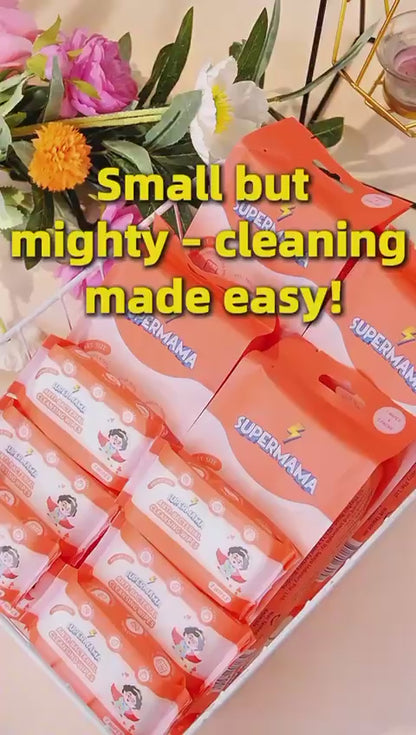 Supermama 100% Plant-Based Anti-bacterial Mini Wet Wipes - 8 Packs x 7 Sheets - Apple Scent