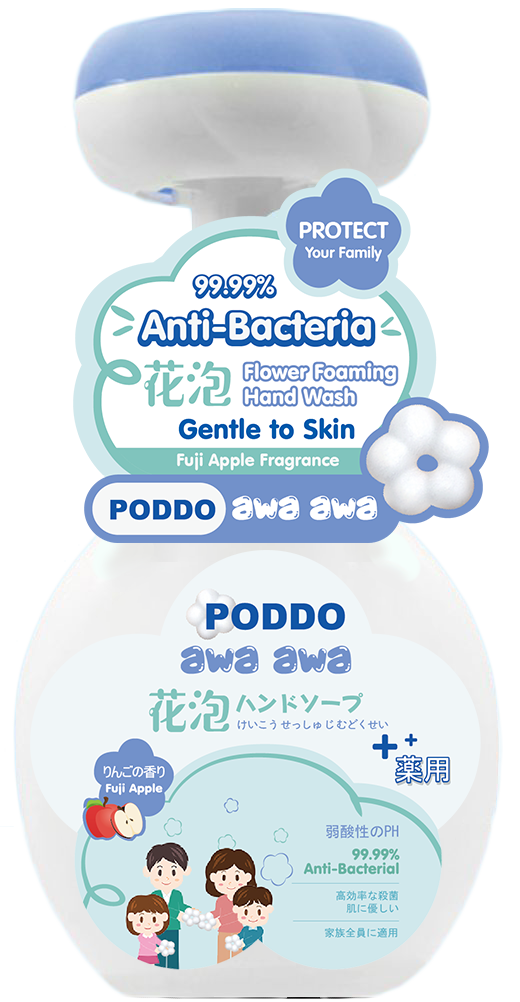 Poddo Awa Awa Flower Foam Hand Wash - Fuji Apple | Anti-Bacterial & Gentle to Skin - Poddo