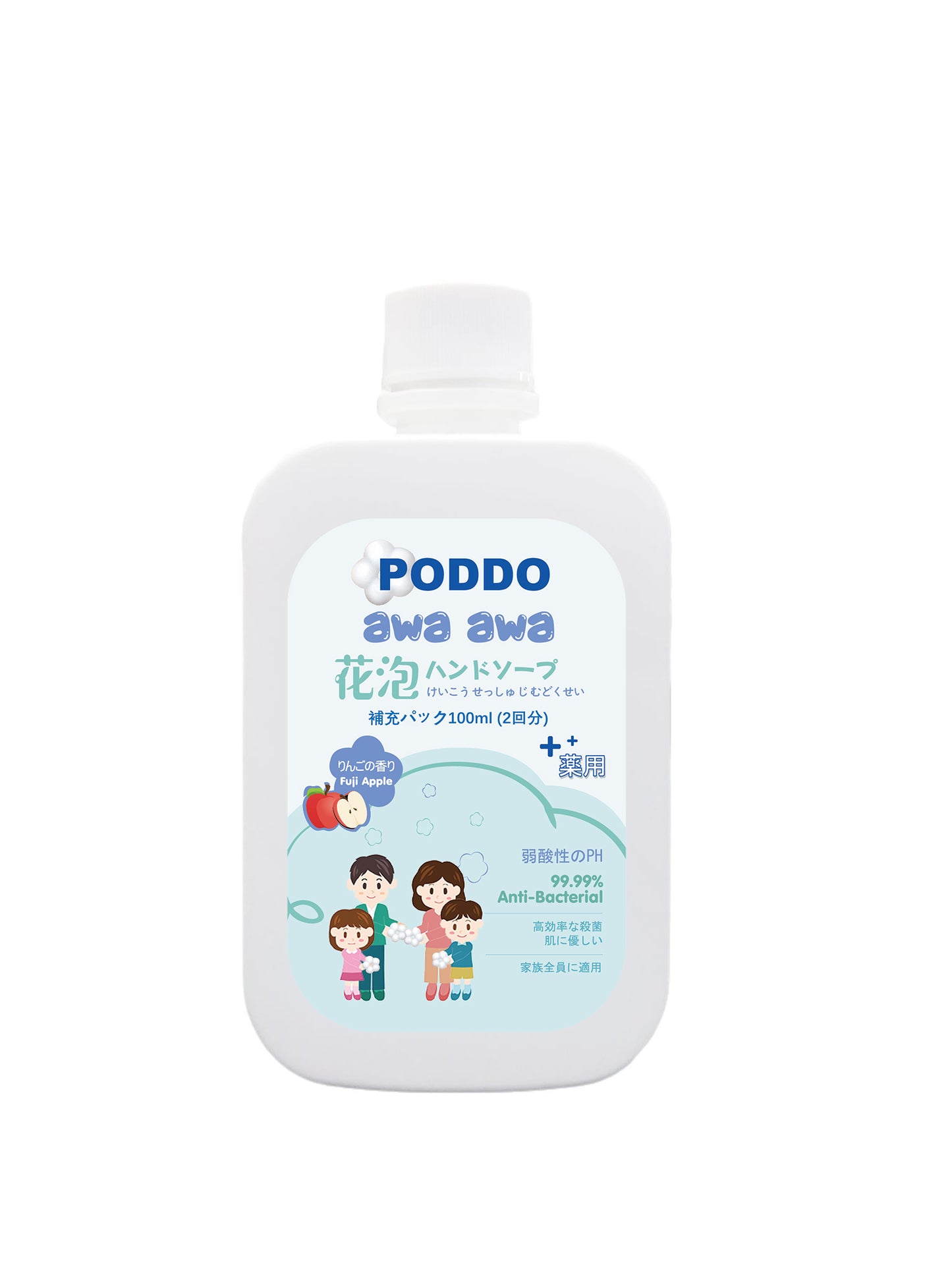 Poddo Awa Awa Flower Foam Hand Wash - Fuji Apple | Anti-Bacterial & Gentle to Skin - Poddo